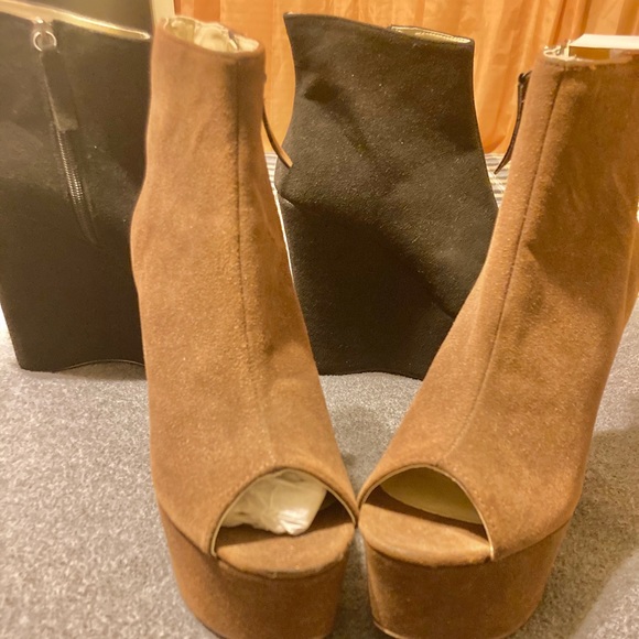 Boot LOT winter platform open toe wedge 2n1 BNWOB - Picture 2 of 5